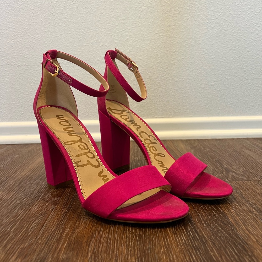 Sam Edelman Fuchsia Ankle Strap Heels